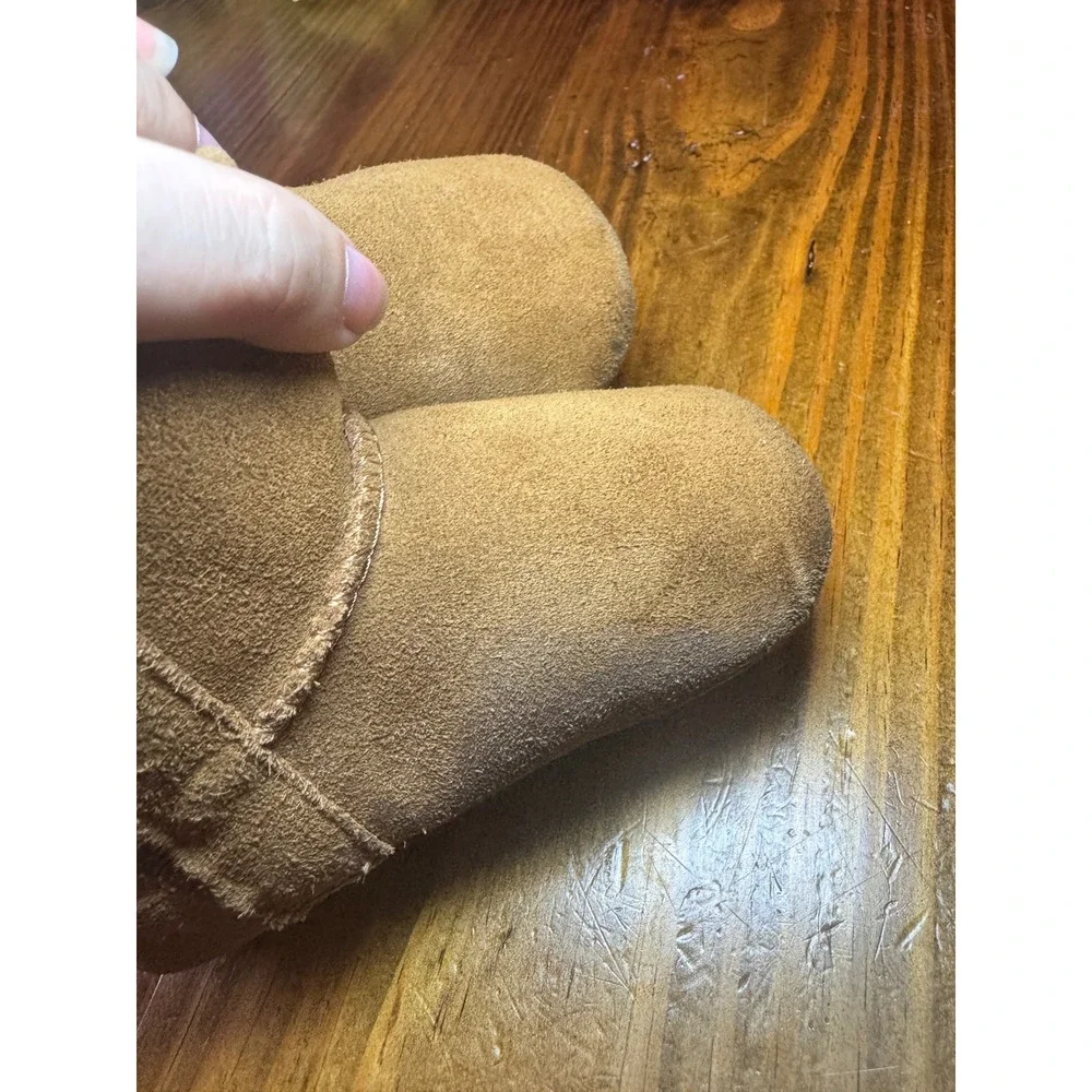 UGG Jesse Bow II Baby Boots Chestnut Suede Pink Bow Infant Size 4/5 1018403I